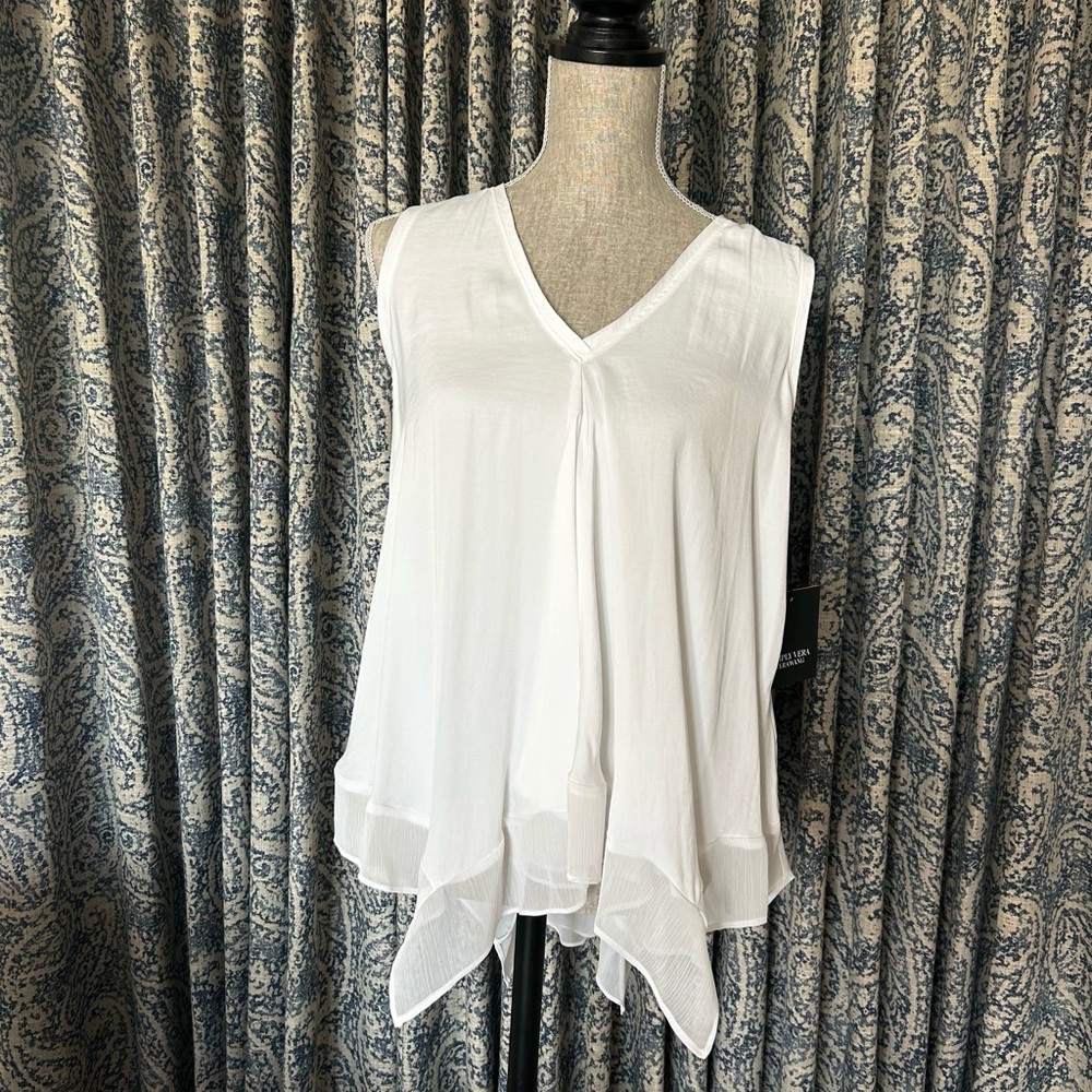 NWT! Women's Simply Vera Vera Wang White Handkerchief Flowy Tank Size XS - Picture 3 of 11